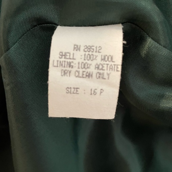 VTG 50’s-60’s Ruby Martin 100% Wool Emerald Green Lined Trench Coat Size 16P USA - Picture 4 of 15